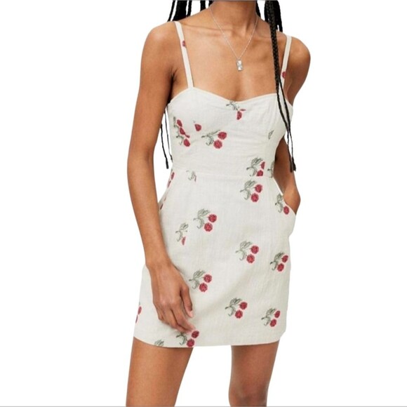 Urban Outfitters Dresses & Skirts - Urban Outfitters Cotton Cherry Mini Dress Empire Waist Sweetheart Neckline Sz S